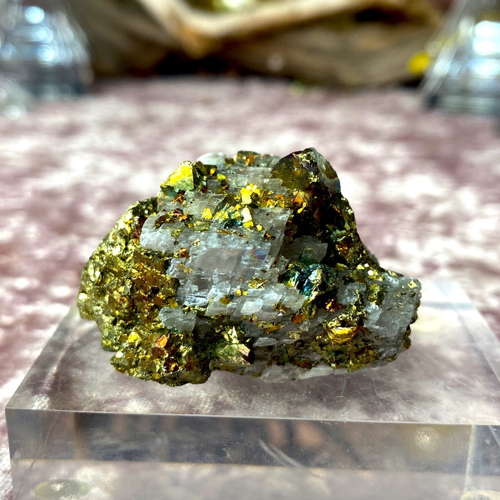 Pyrite on Calcite Rock Gem
